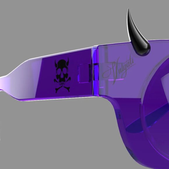 Vulgati The Beast Bubble Purple Sunglasses Goggles Black Horns - Picture 3 of 7